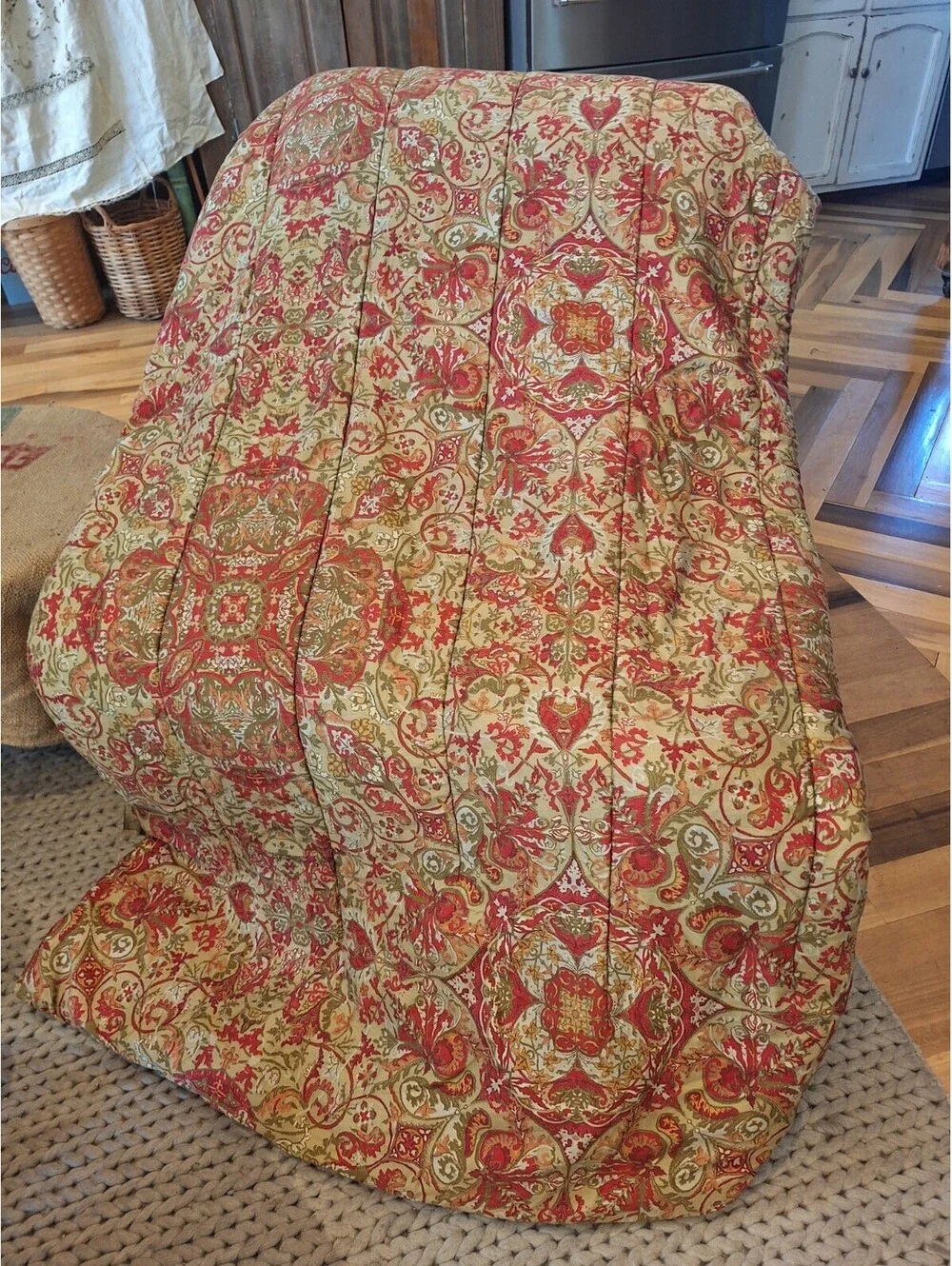 RARE Ralph Lauren - Gorgeous RANDOLPH Red Multicolor Full/Queen COMFORTER Sateen